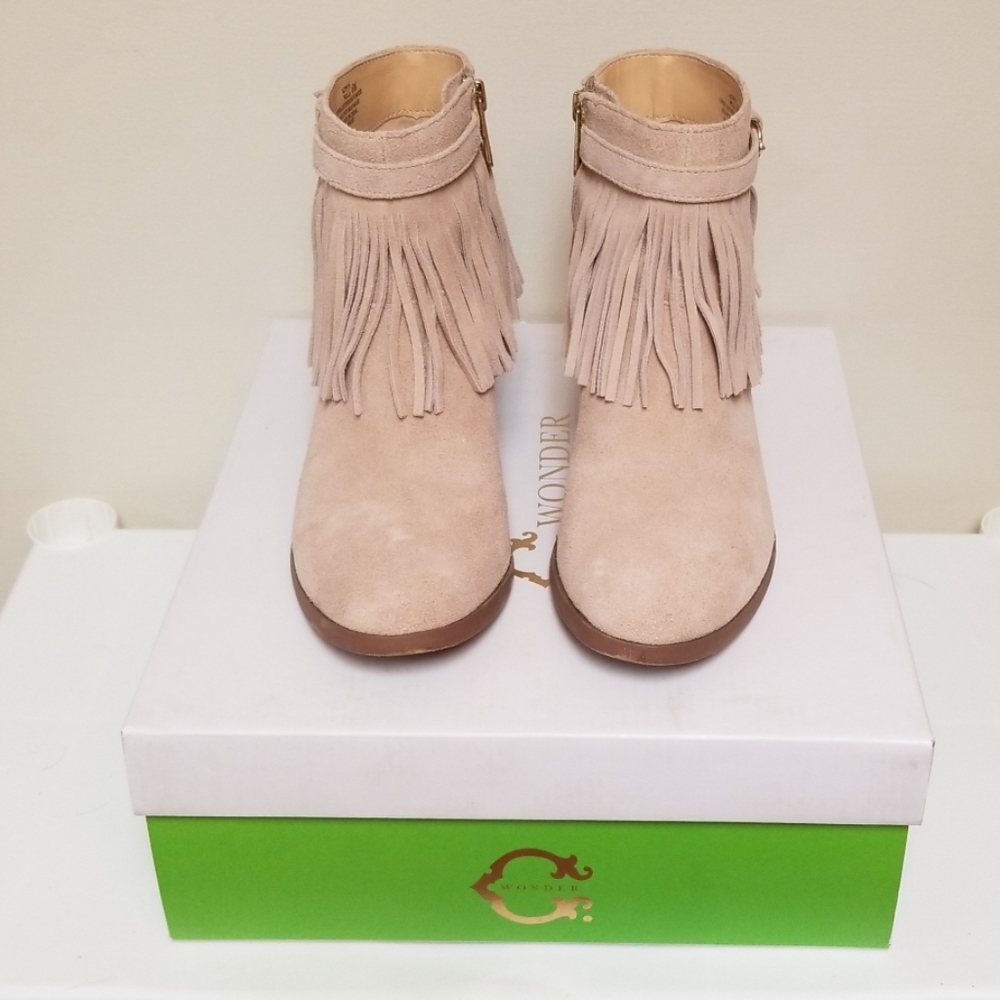 C Wonder fringe suede ankle boots Willa tan brown